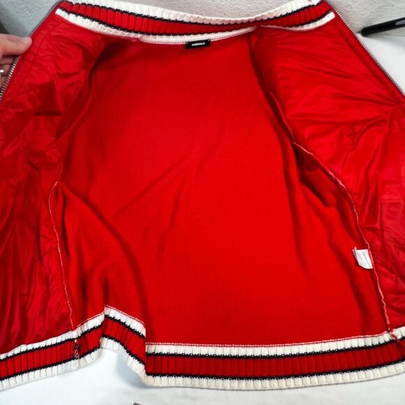 Walbusch Vintage Knit Quilted Puffer Jacket Red Cotton Cashmere Women's US 10 - Picture 13 of 16